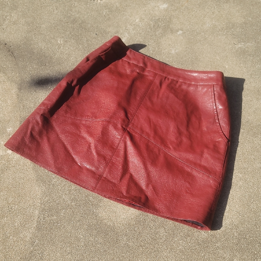 Lulu's Burgundy Leather Mini Skirt